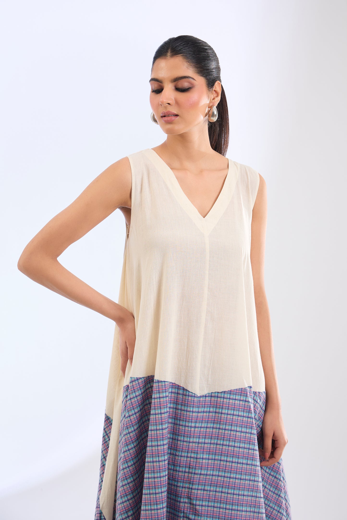 Handloom Panelled Asymmetric Dress