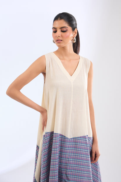 Handloom Panelled Asymmetric Dress