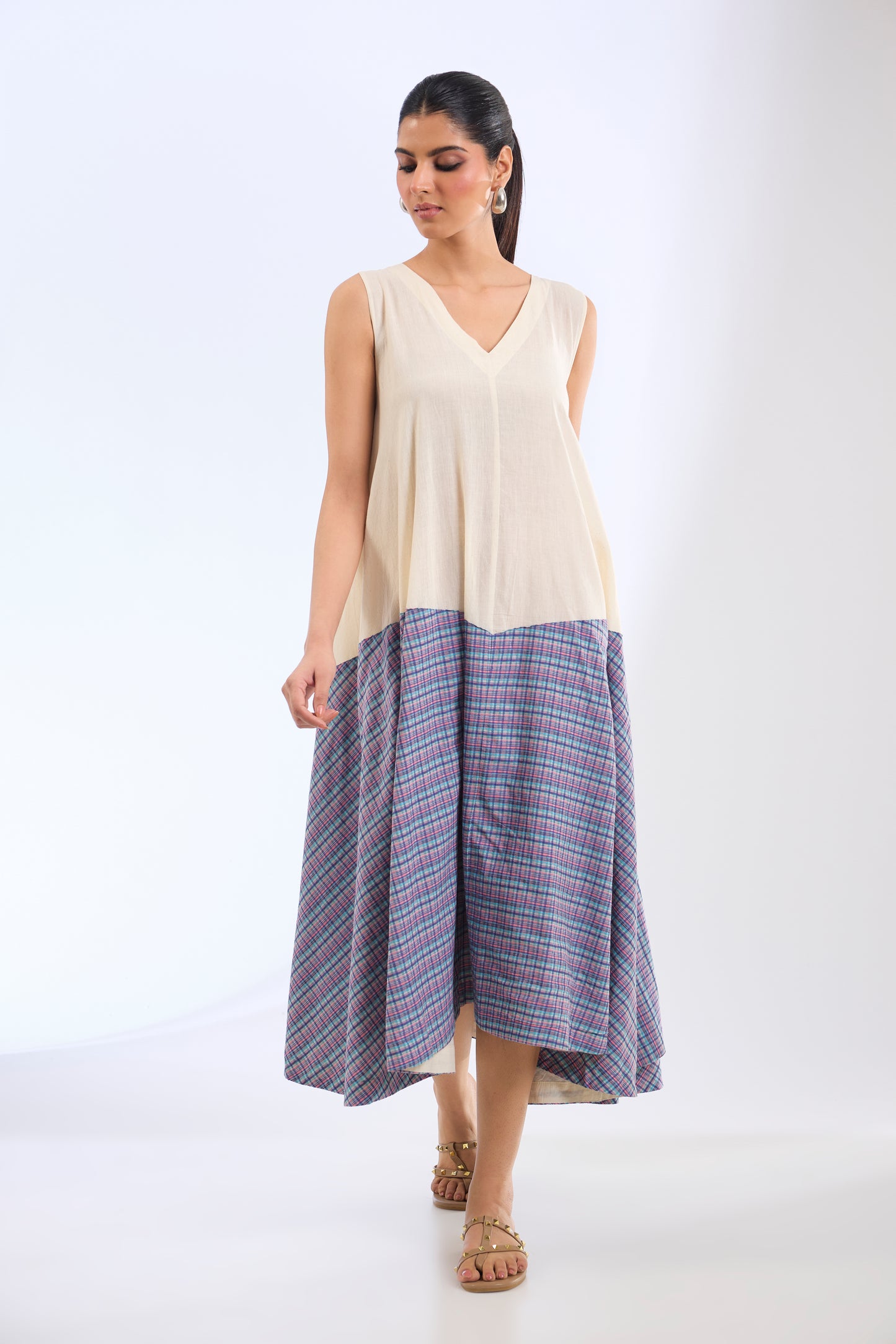 Handloom Panelled Asymmetric Dress