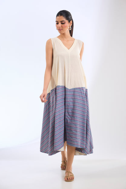 Handloom Panelled Asymmetric Dress