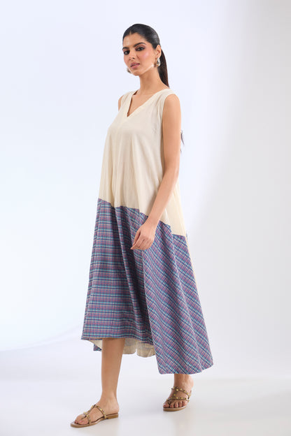 Handloom Panelled Asymmetric Dress