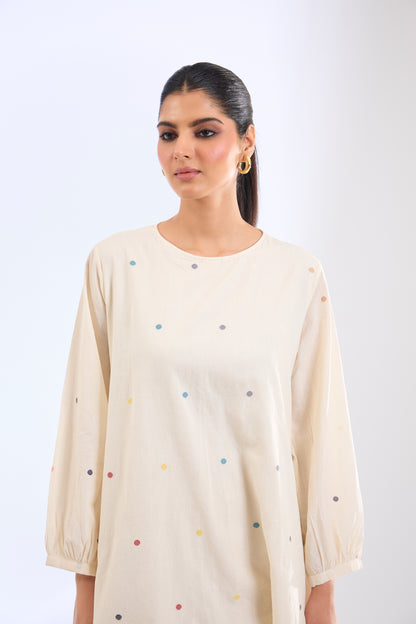 The Ivory Polka Shift Dress