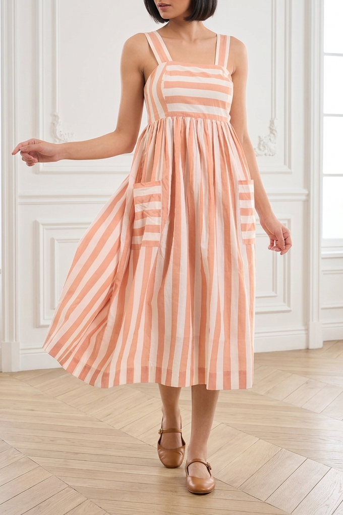 The Handloom Striped Layered Dress (Set of 2)
