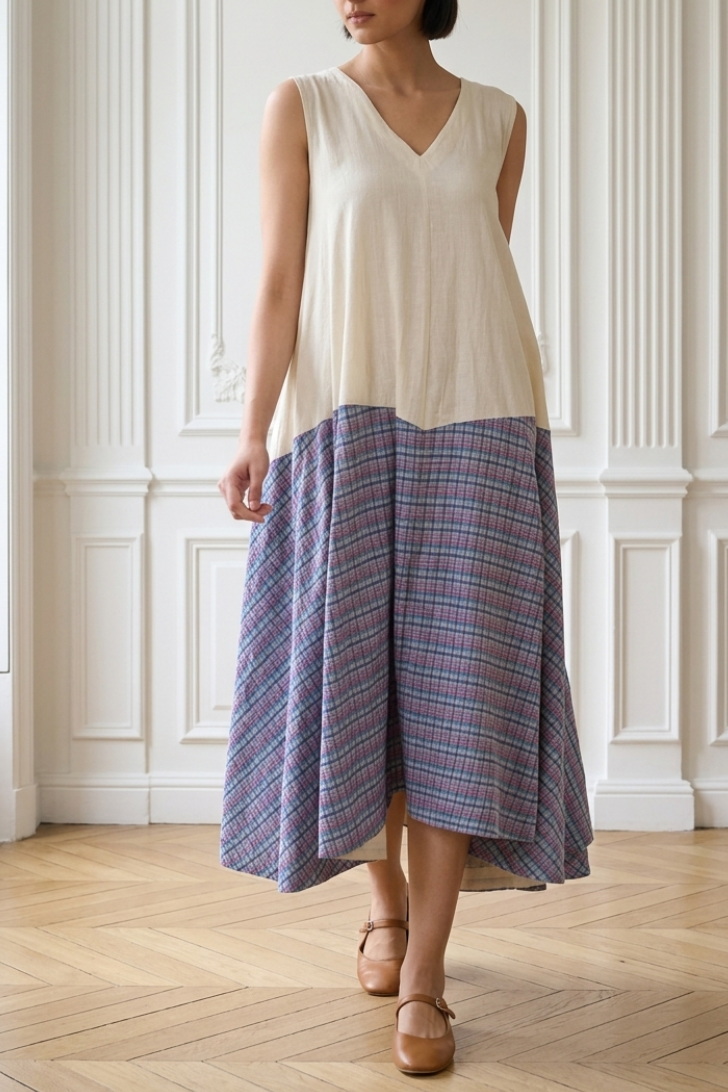 Handloom Panelled Asymmetric Dress