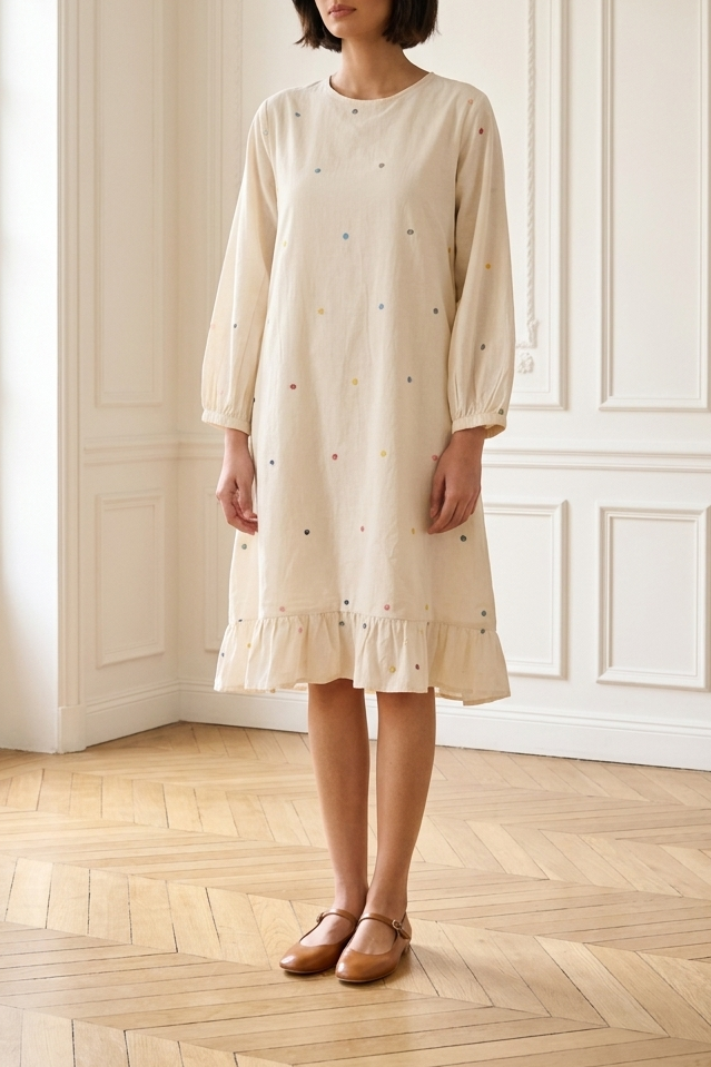 The Ivory Polka Shift Dress